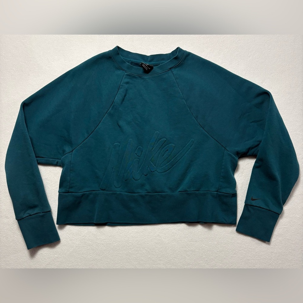 Nike Women's Deep Teal Cropped Sweatshirt